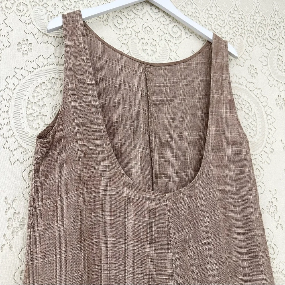 Reformation Cade Sleeveless Plaid Jumpsuit